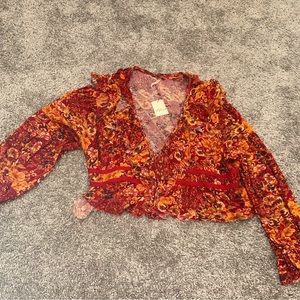 brand new with tags, free people blouse, size large, orange and red. flowy.